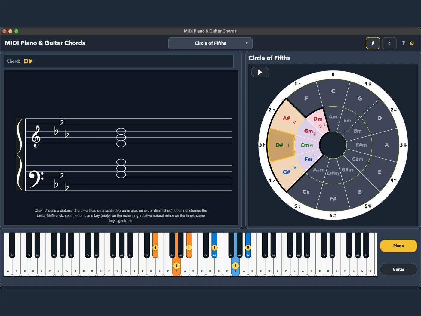 Interactive circle of fifths